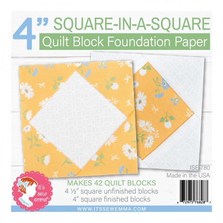 4in Square in a Square Quilt Block Foundation Paper