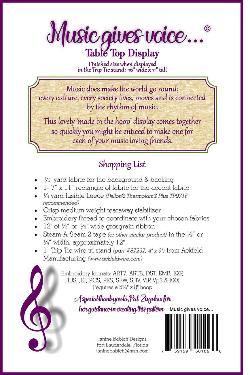 Music Gives Voice Table Top Display Pattern