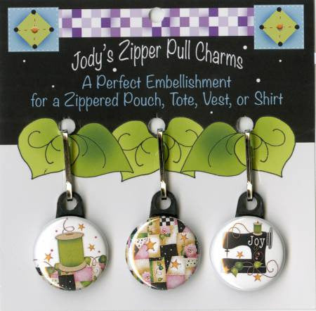 Zip Charm Set - Pink and Black Theme for Quilters