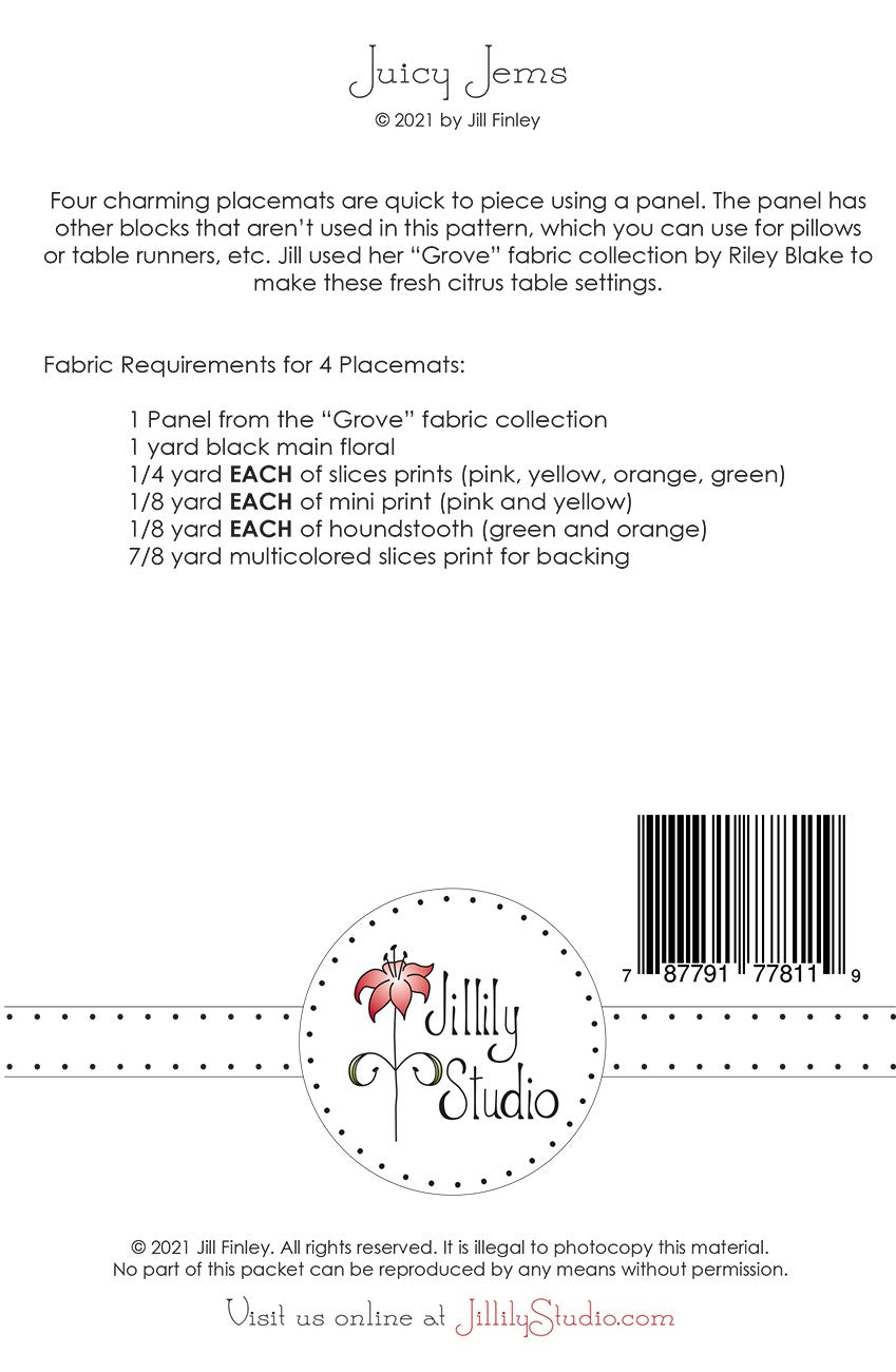 Juicy Jems Placemat Pattern