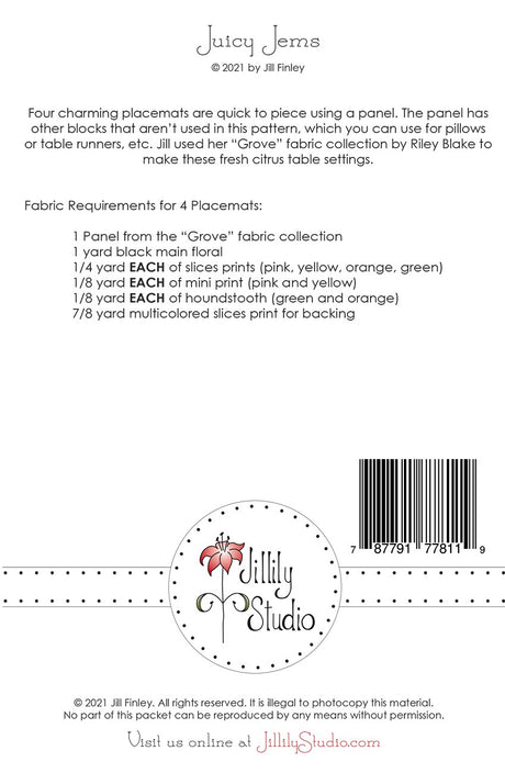 Juicy Jems Placemat Pattern