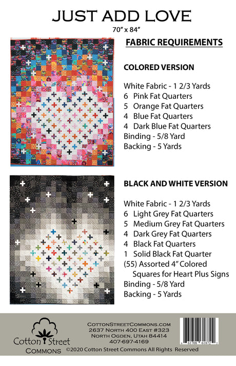 Back of the Just Add Love Downloadable Pattern by Cotton Street Commons