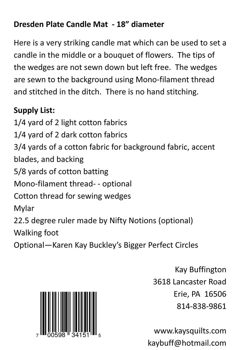 Dresden Plate Candle Mat