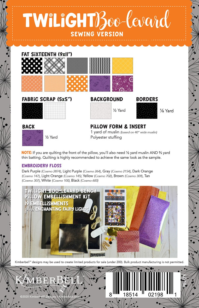 Twilight Boo-levard Bench Pillow - Sewing