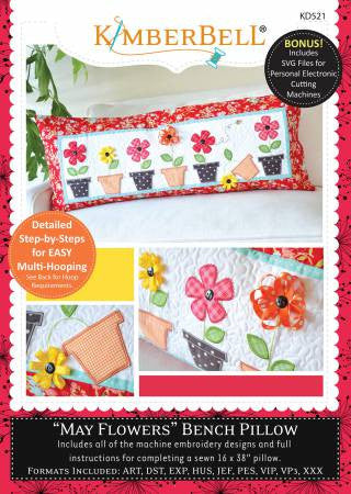 May Flowers Bench Pilliow - Machine Emboidery