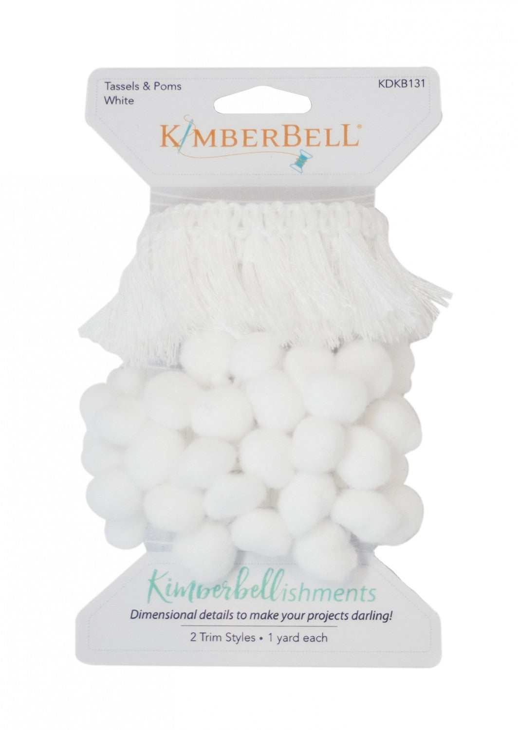 Kimberbellishments Tassels & Poms Trim White