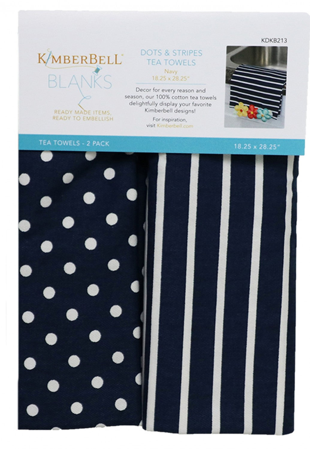 Dots and Stripes Tea Towels Navy