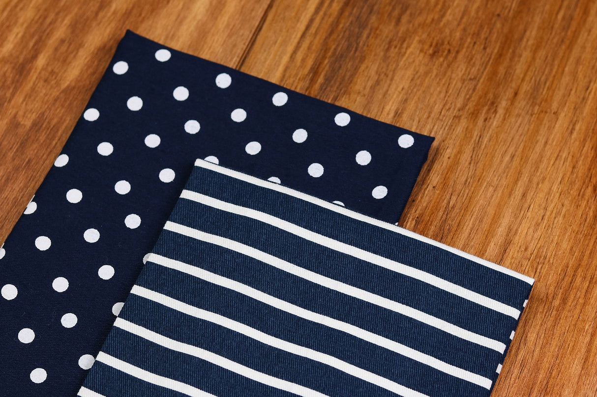 Dots and Stripes Tea Towels Navy