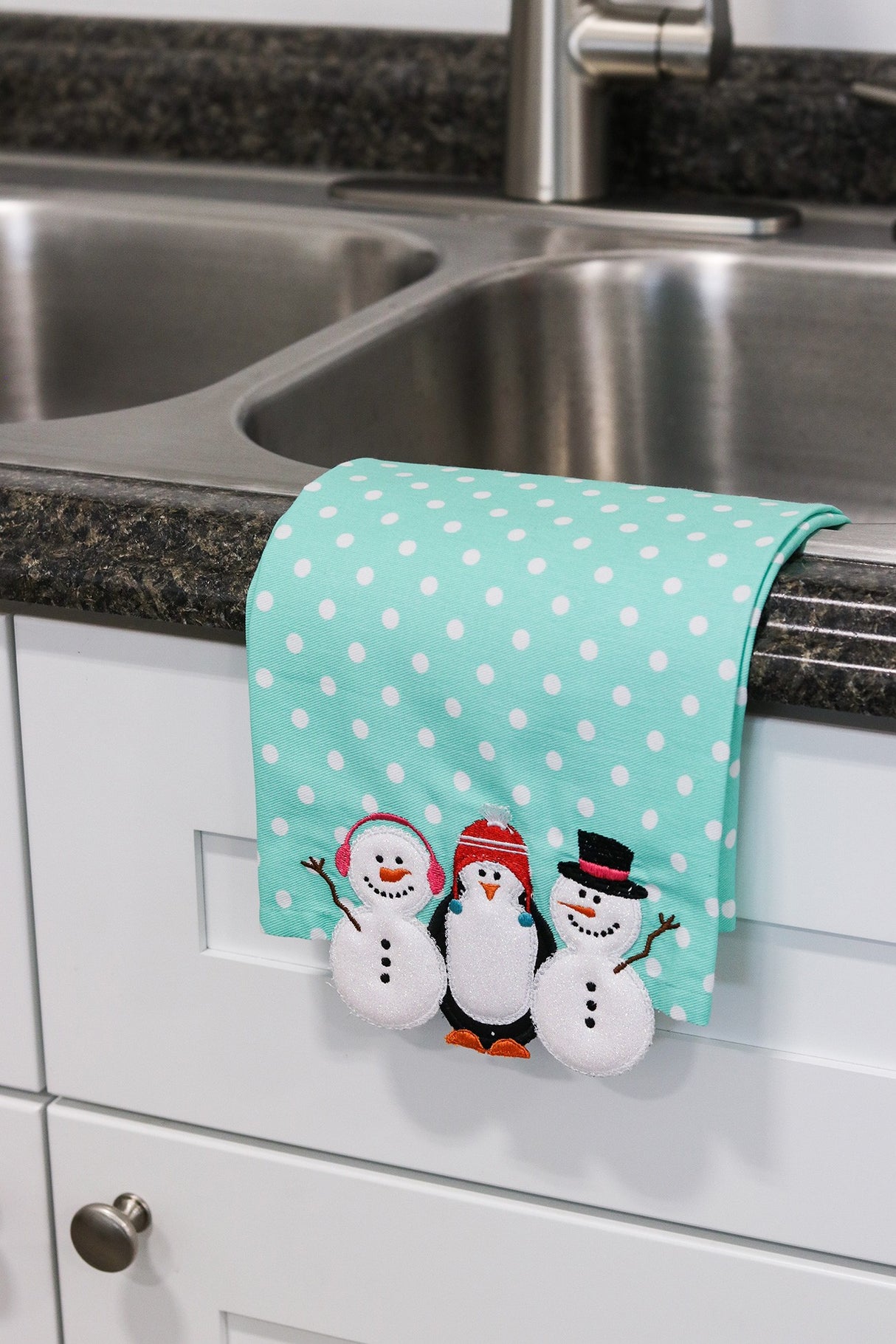 Dots and Stripes Tea Towels Aqua