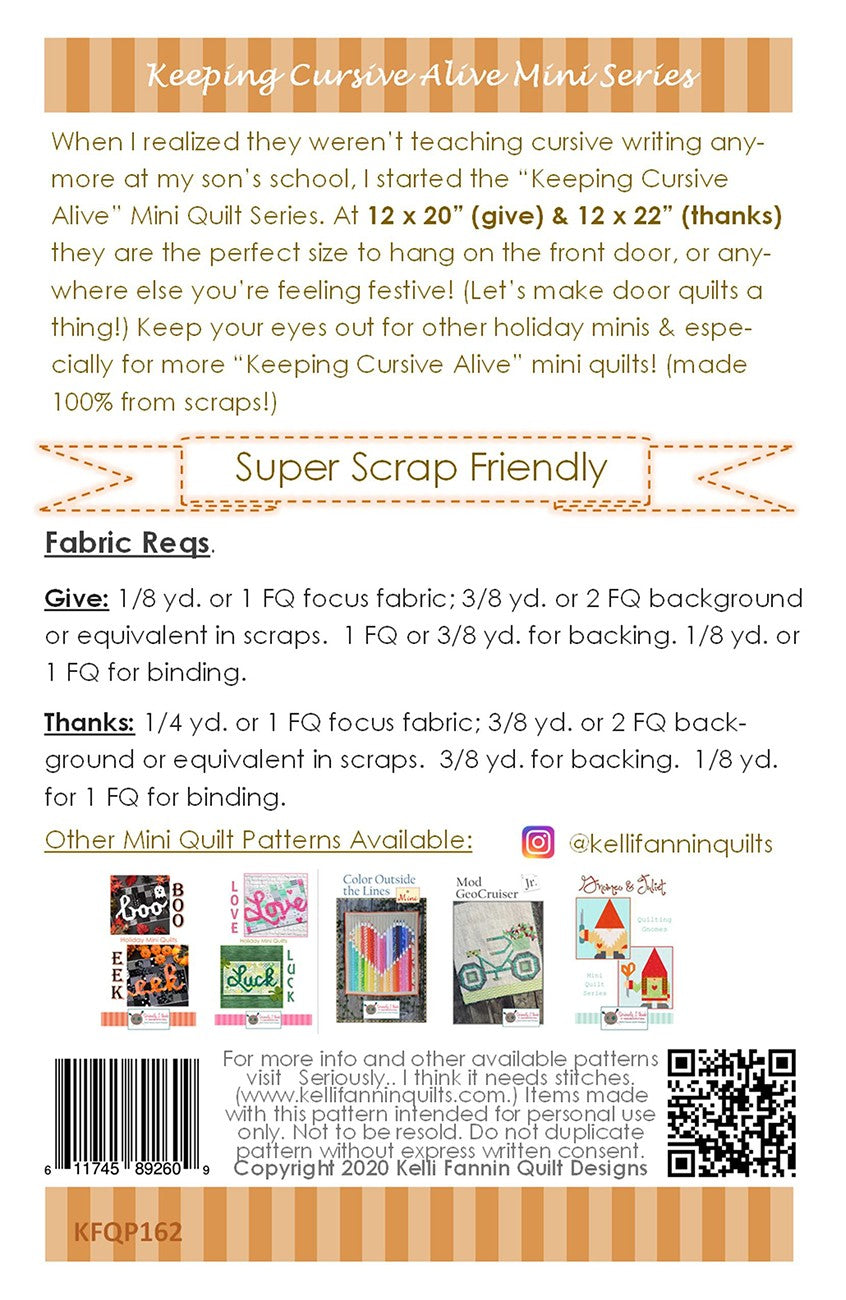 Give/Thanks Mini Quilt Series Quilt Pattern