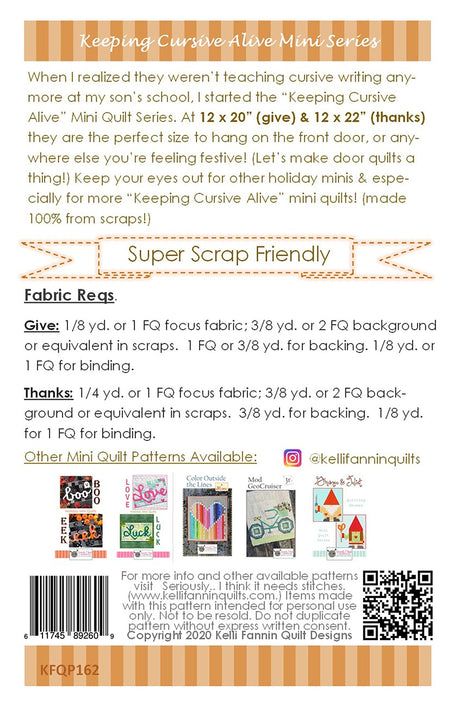 Give/Thanks Mini Quilt Series Quilt Pattern