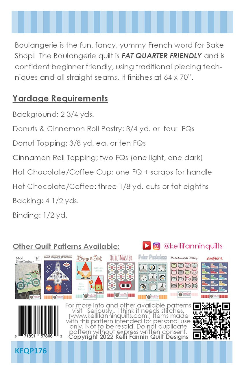 Back of the Boulangerie Quilt Pattern by Kelli Fannin Quilt Designs