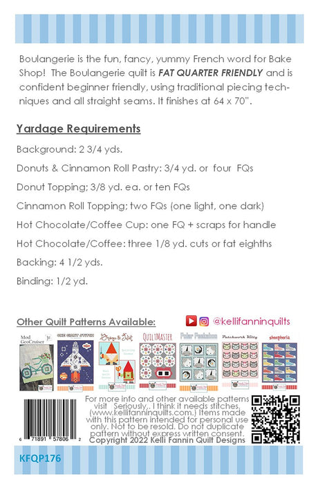 Back of the Boulangerie Quilt Pattern by Kelli Fannin Quilt Designs