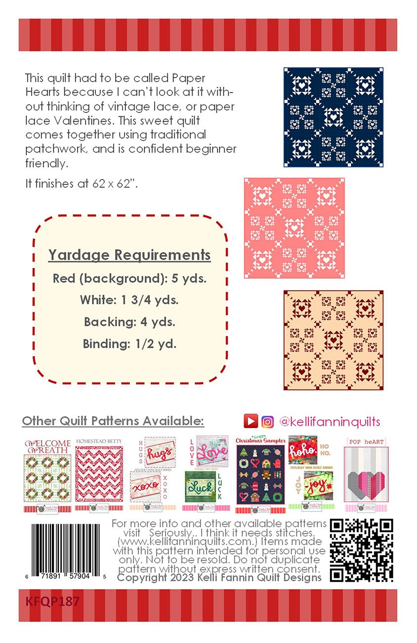 Paper Hearts Quilt Pattern by Kelli Fannin Quilt Designs