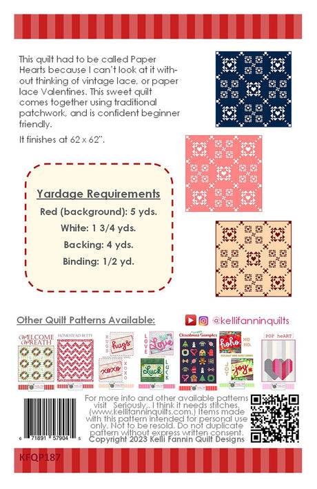 Paper Hearts Quilt Pattern by Kelli Fannin Quilt Designs