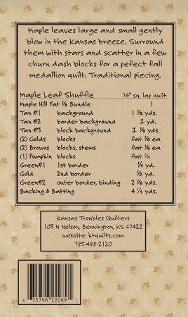 Back of the Maple Leaf Shuffle Quilt Pattern by Kansas Troubles Quilters