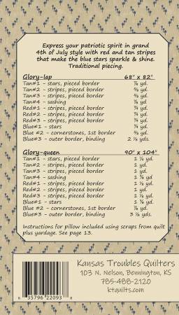 Back of the Glory Quilt Pattern by Kansas Troubles Quilters