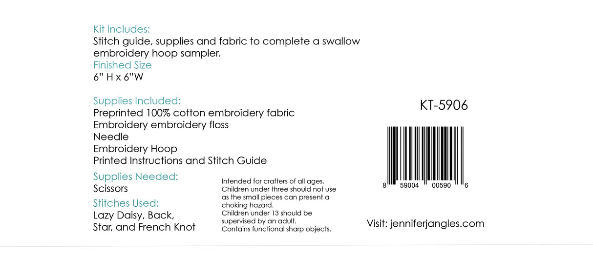 Swallows Embroidery Kit