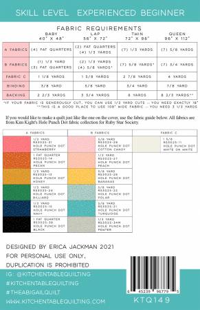 Back of the The Abigail Quilt Pattern by Kitchen Table Quilting