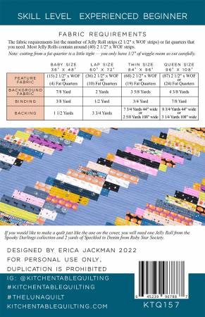 Back of the The Luna Quilt Pattern by Kitchen Table Quilting