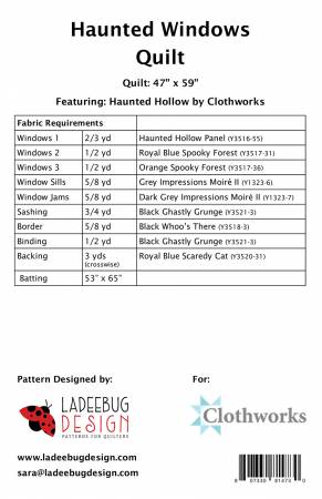 Back of the Haunted Windows Quilt Pattern by Ladeebug Designs