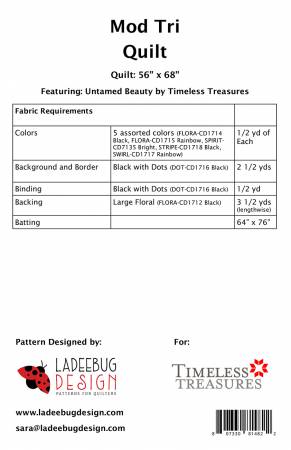 Back of the Mod Tri Quilt Pattern by Ladeebug Designs