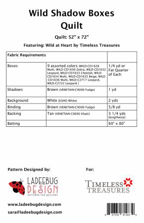 Back of the Wild Shadow Boxes Quilt Pattern by Ladeebug Designs