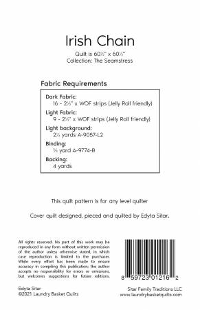 Back of the Irish Chain Quilt Pattern by Laundry Basket Quilts