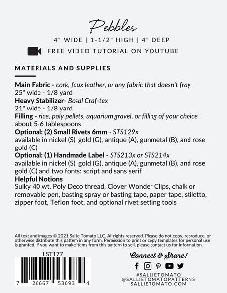 Back of the Pebbles Pattern by Sallie Tomato