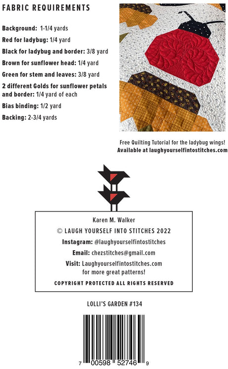 Back of the Lolli's Garden Quilt Pattern by Laugh Yourself Into Stitches