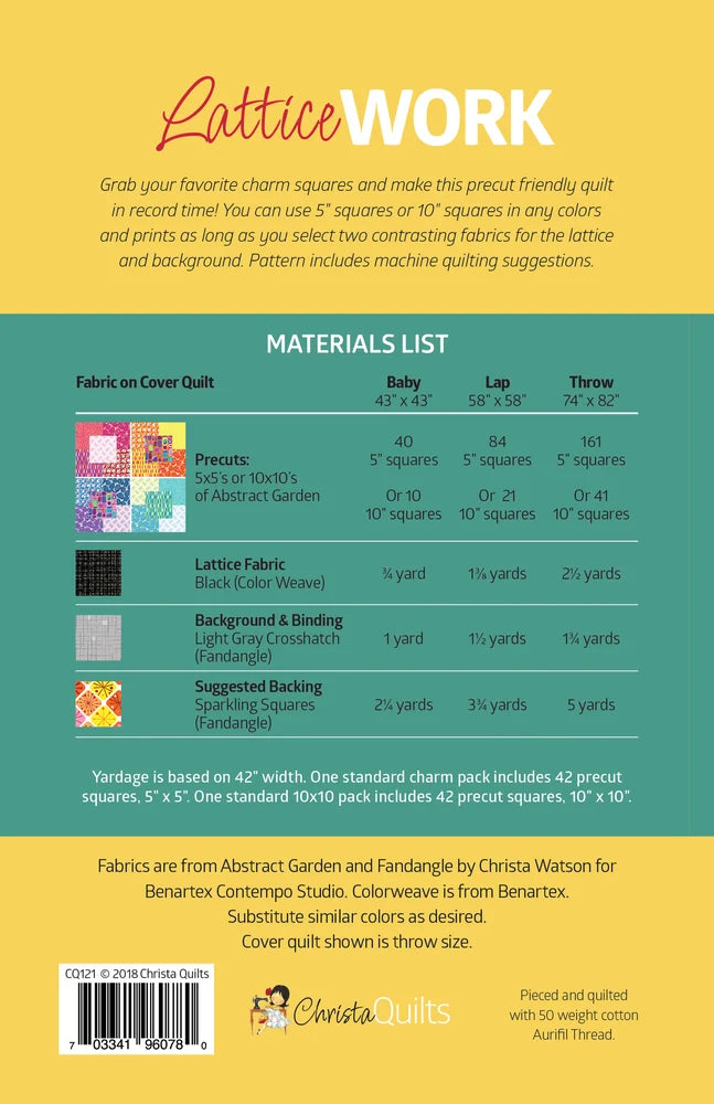 Back of the LatticeWork Quilt Pattern by Christa Quilts