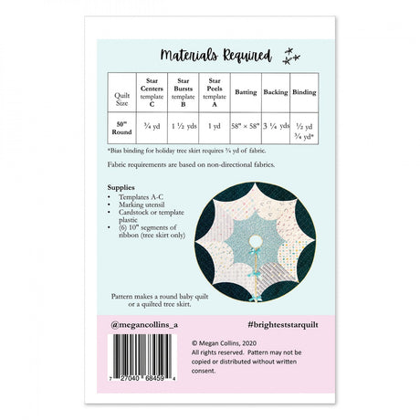 Back of the Brightest Star Quilt Pattern by Megan Collins Quilt Design