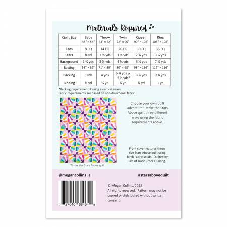 Back of the Stars Above Quilt Pattern by Megan Collins Quilt Design