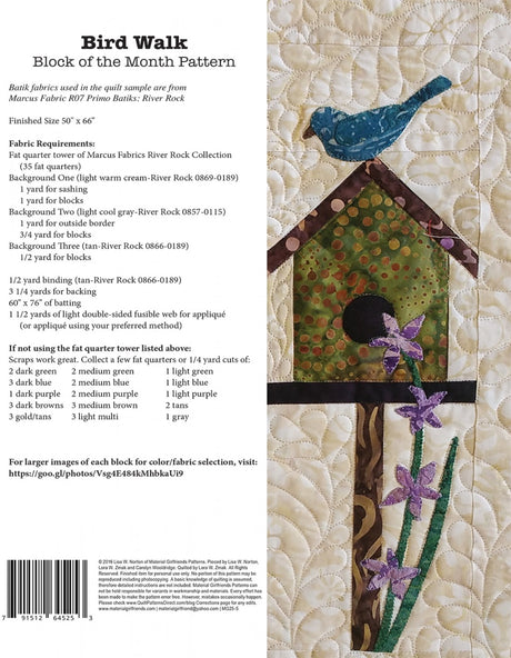 Bird Walk Block of the Month Quilt Pattern