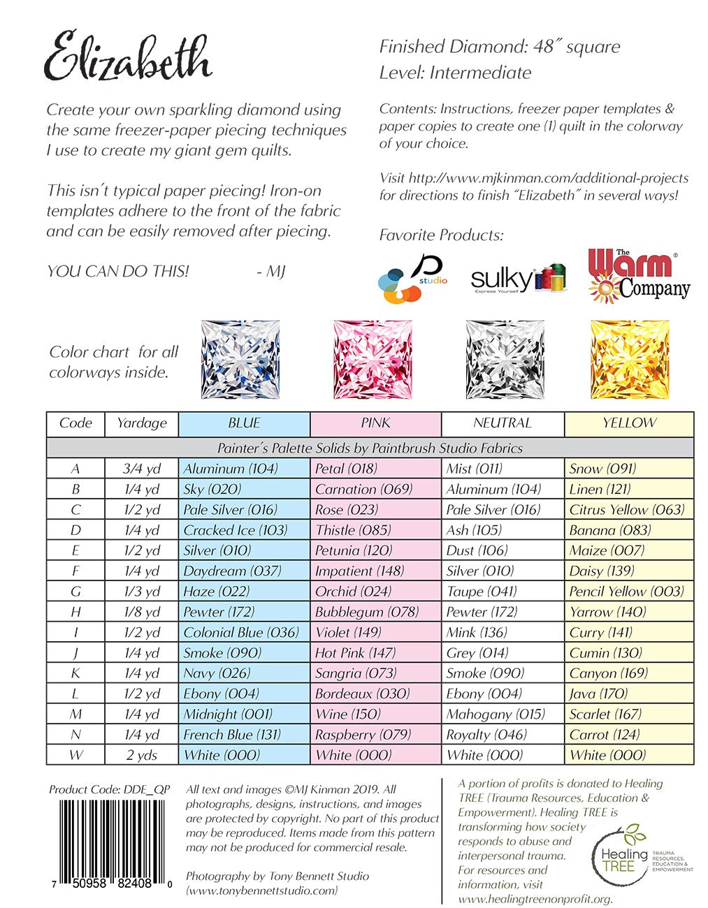 Elizabeth Princess Cut Diamond Quilt Pattern