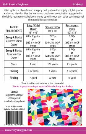 Back of the Little Lights Bed Size Quilt Pattern by Modernly Morgan