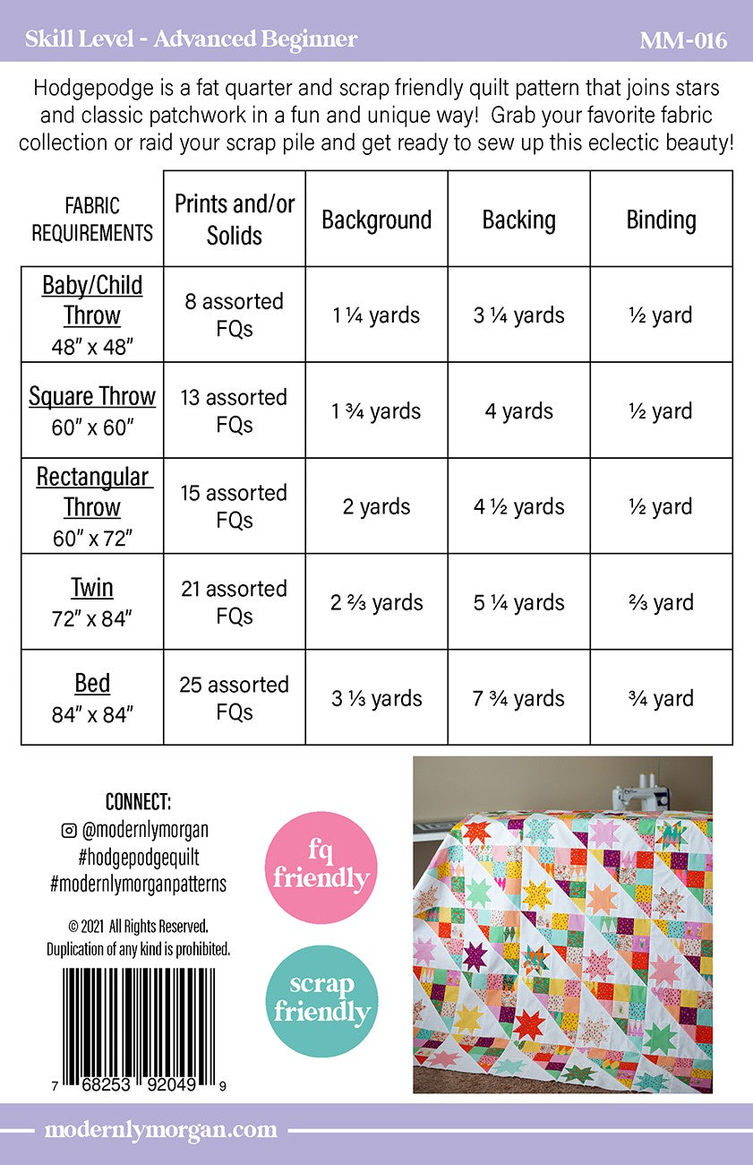 Hodgepodge Bed Size Quilt Pattern by Modernly Morgan
