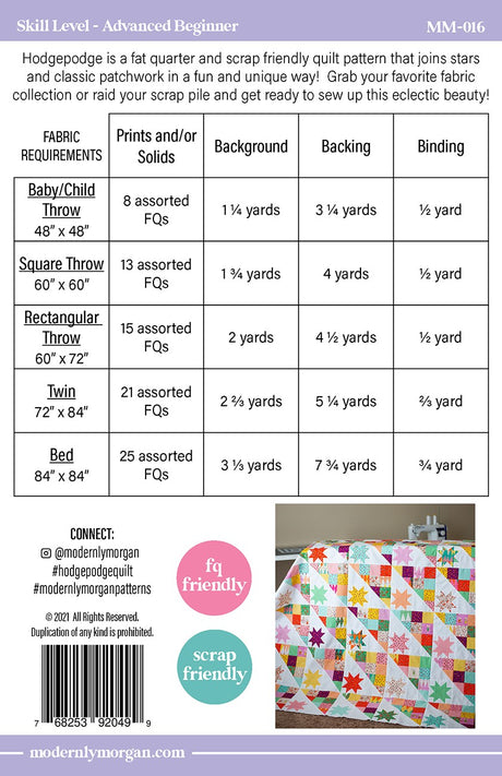 Hodgepodge Bed Size Quilt Pattern by Modernly Morgan