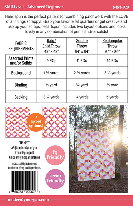 Back of the Heartspun Quilt Pattern by Modernly Morgan