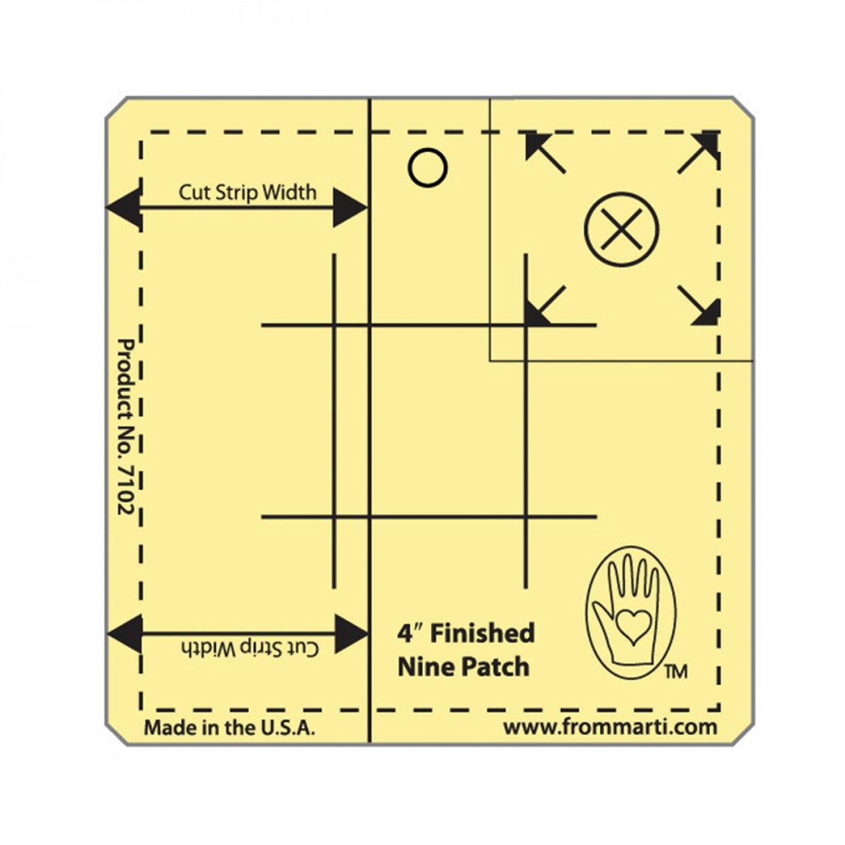 4in Nine Patch Ruler, Amber Acrylic Etched
