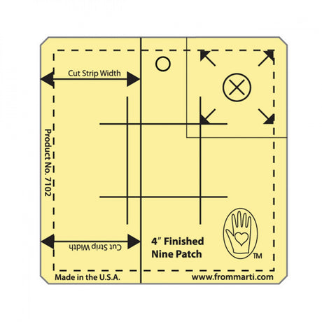 4in Nine Patch Ruler, Amber Acrylic Etched