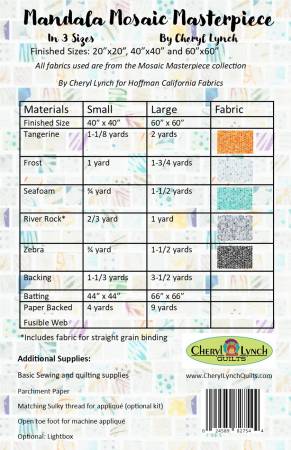 Back of the Mandala Mosaic Masterpiece Pattern by Oy Vey Quilt Designs