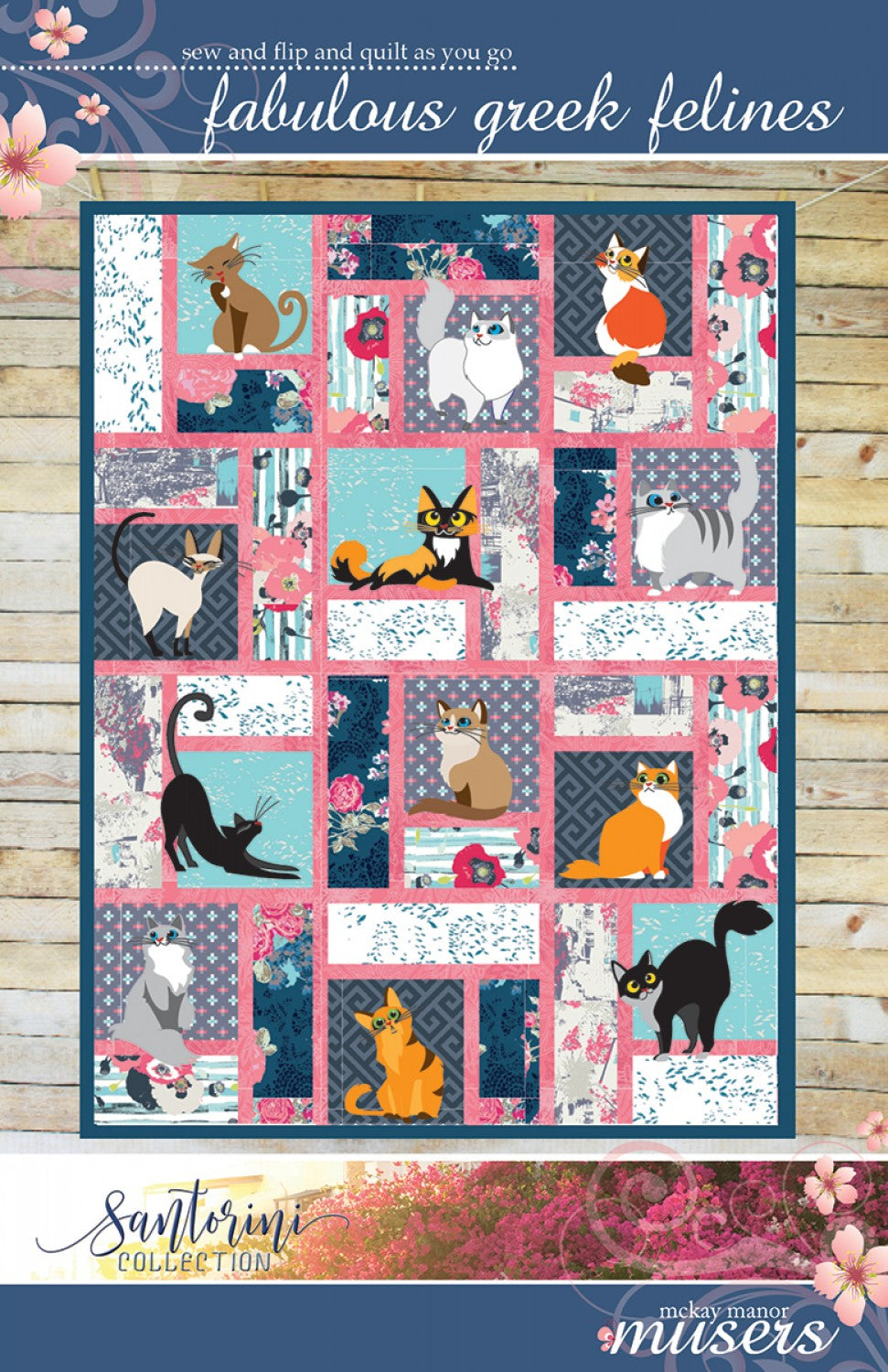 Fabulous Greek Felines Sew and Flip Quilt Pattern