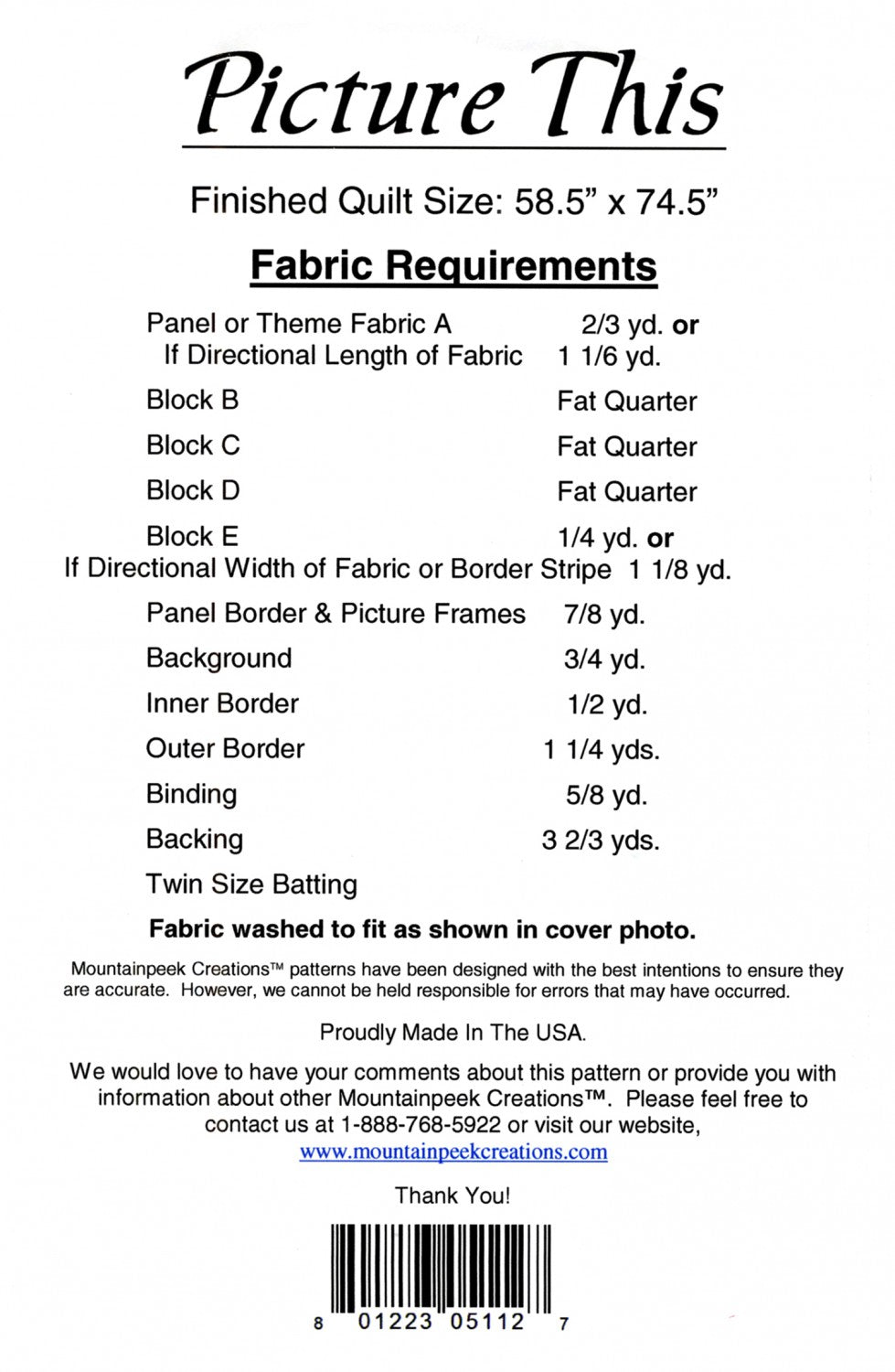 Picture this Panel Quilt