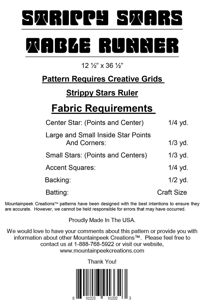 Strippy Stars Table Runner