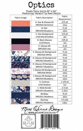 Back of the Optics Quilt Pattern by Miss Winnie Designs