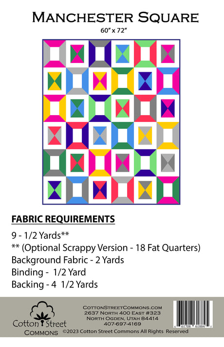 Back of the Manchester Square Downloadable Pattern by Cotton Street Commons