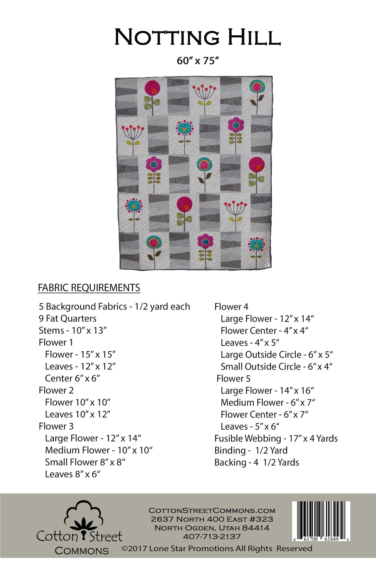 Back of the Notting Hill Downloadable Pattern by Cotton Street Commons