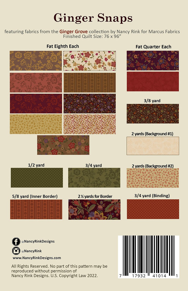 Ginger Snaps Quilt Pattern Quilting Books Patterns and Notions