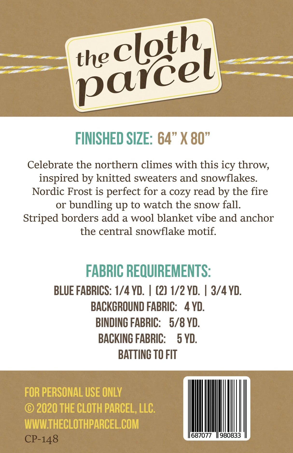 Back of the Nordic Frost Downloadable Pattern by The Cloth Parcel